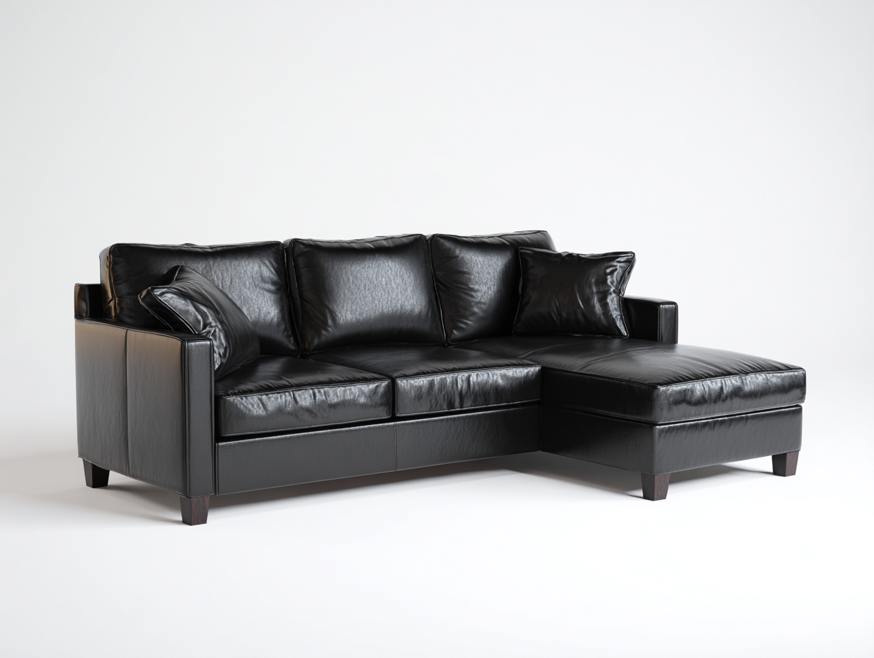 Narożniki-skóra ekologiczna-drewno-248 x 166 x 86 cm-czarny-nowoczesny elegancki-Miviaianest