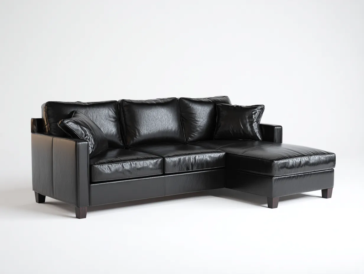 Narożniki-skóra ekologiczna-drewno-248 x 166 x 86 cm-czarny-nowoczesny elegancki-Miviaianest