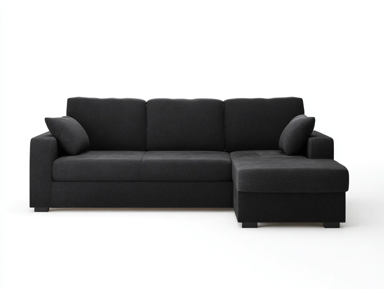 Narożniki-tkanina-drewno-240 x 158 x 84 cm-czarny-nowoczesny minimalistyczny-Miviaianest