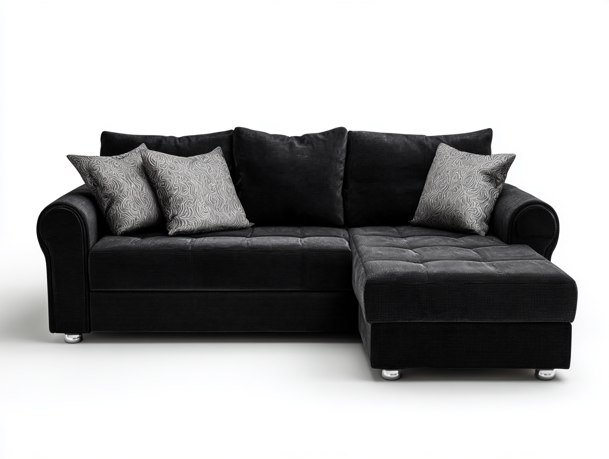 Narożniki-tkanina-drewno-250 x 165 x 87 cm-czarny-nowoczesny klasyczny-Miviaianest