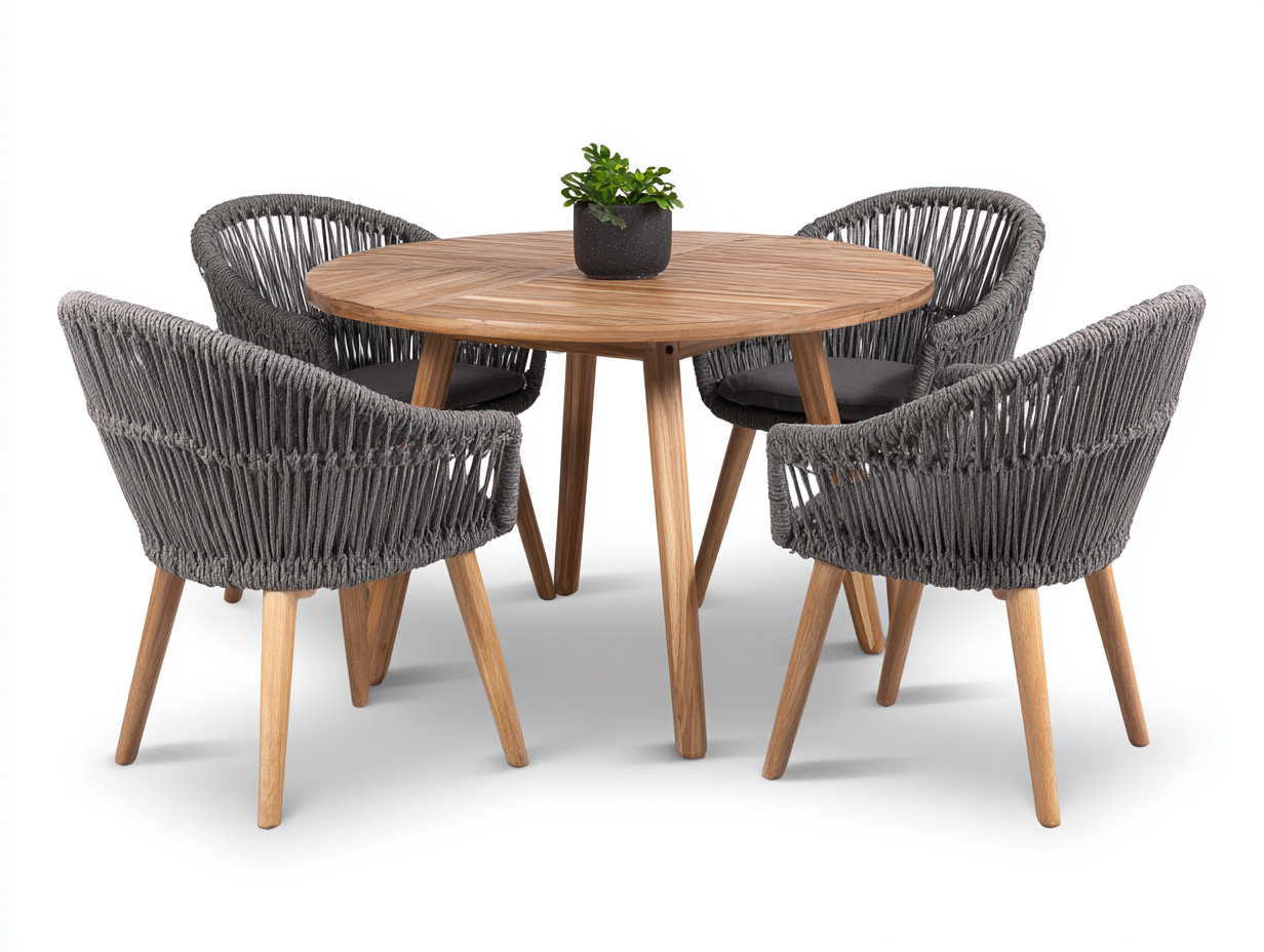 Zestawy mebli ogrodowych - drewno-sznurek-tkanina - 120 x 120 x 75 cm - naturalny-szary - nowoczesny-Miviaianest