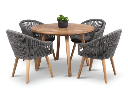 Zestawy mebli ogrodowych - drewno-sznurek-tkanina - 120 x 120 x 75 cm - naturalny-szary - nowoczesny-Miviaianest