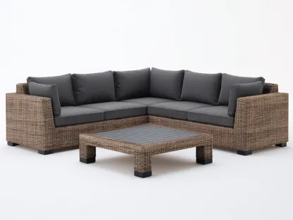 Sofy ogrodowe - rattan syntetyczny-metal-tkanina - 245 x 245 x 82 cm - brązowy-antracyt - nowoczesny-Miviaianest