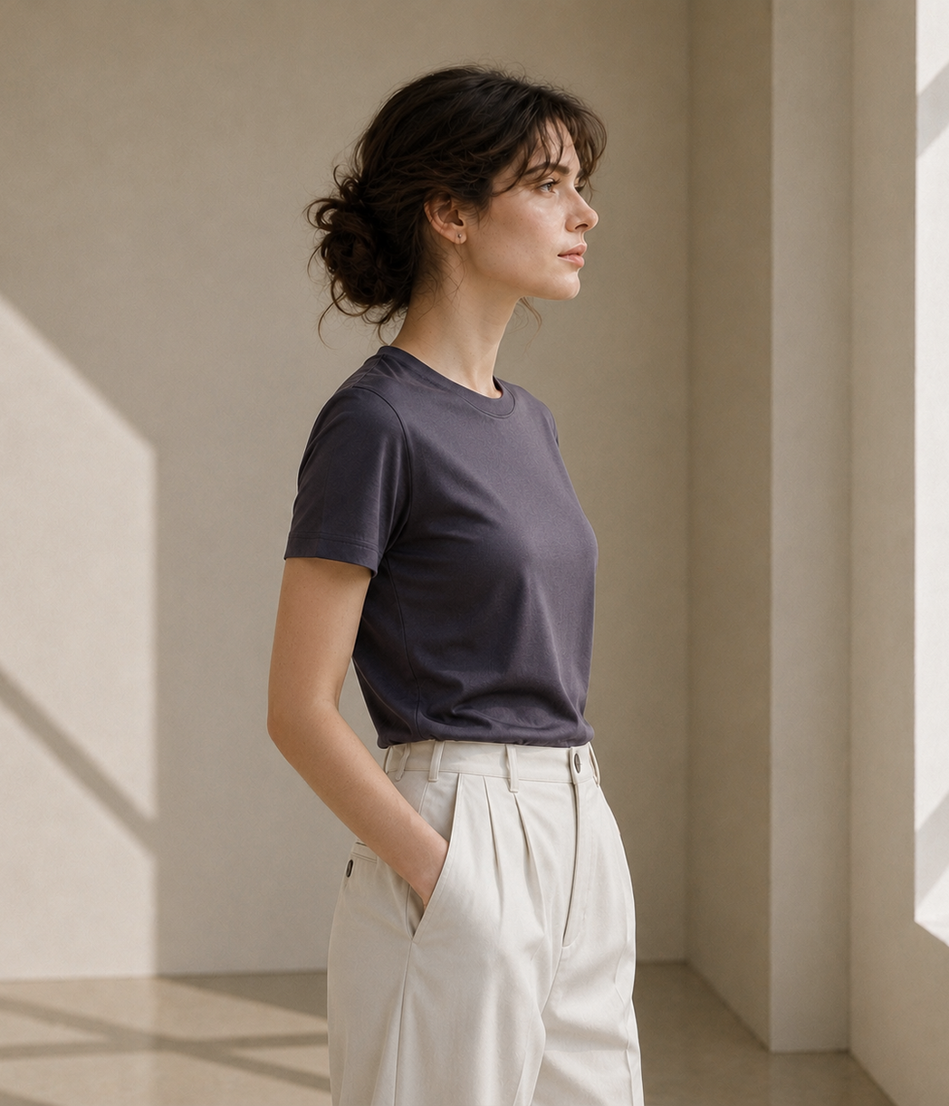 Fitted Organic Stretch Mulberry Silk Tee