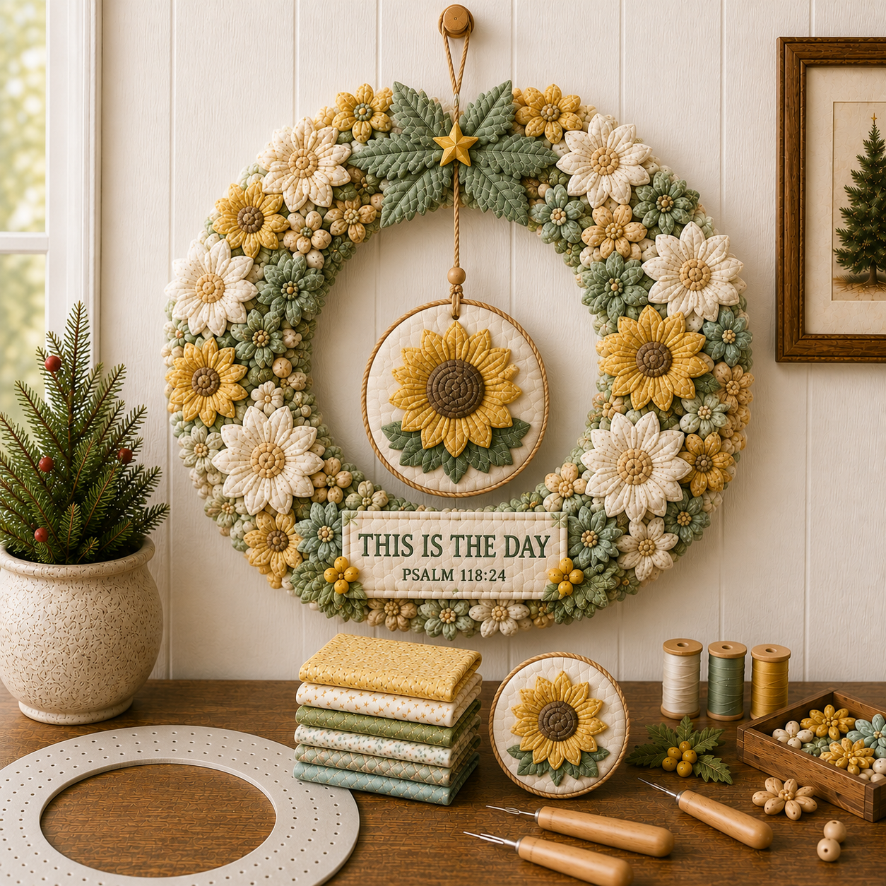 🌿 Faith & Scripture Fabric Wreath DIY Kit