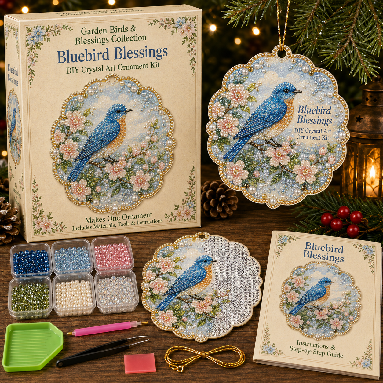 🐦 Garden Birds & Blessings Pearl Diamond Art Hanging Ornament Kit