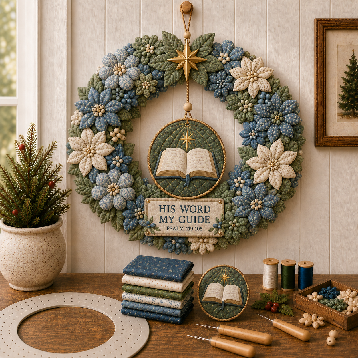 🌿 Faith & Scripture Fabric Wreath DIY Kit
