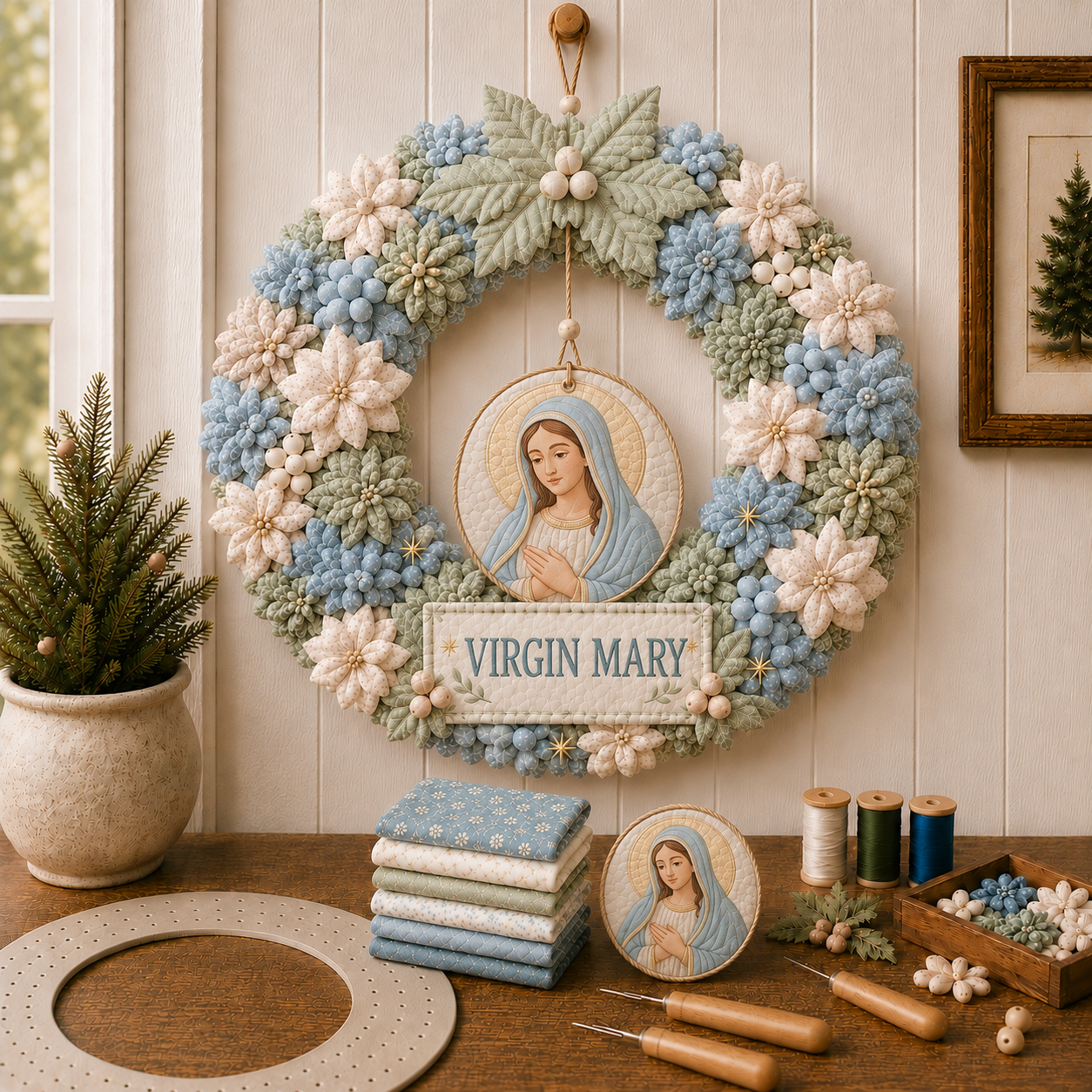 ✝️ Christian Faith Fabric Wreath DIY Kit