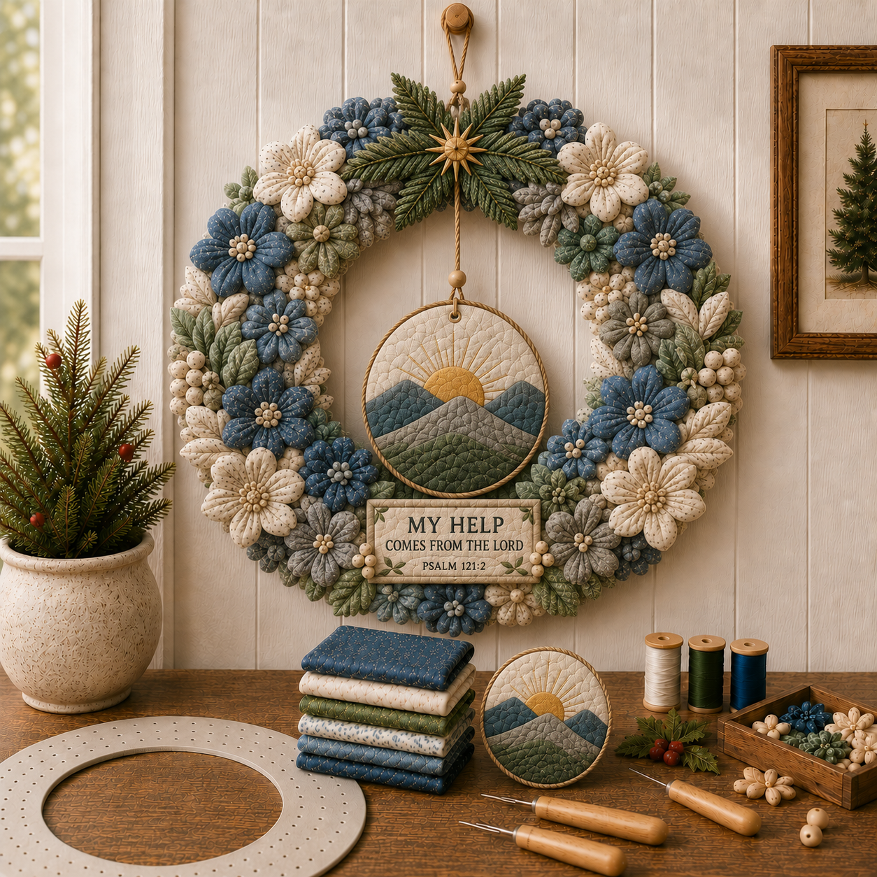 🌿 Faith & Scripture Fabric Wreath DIY Kit