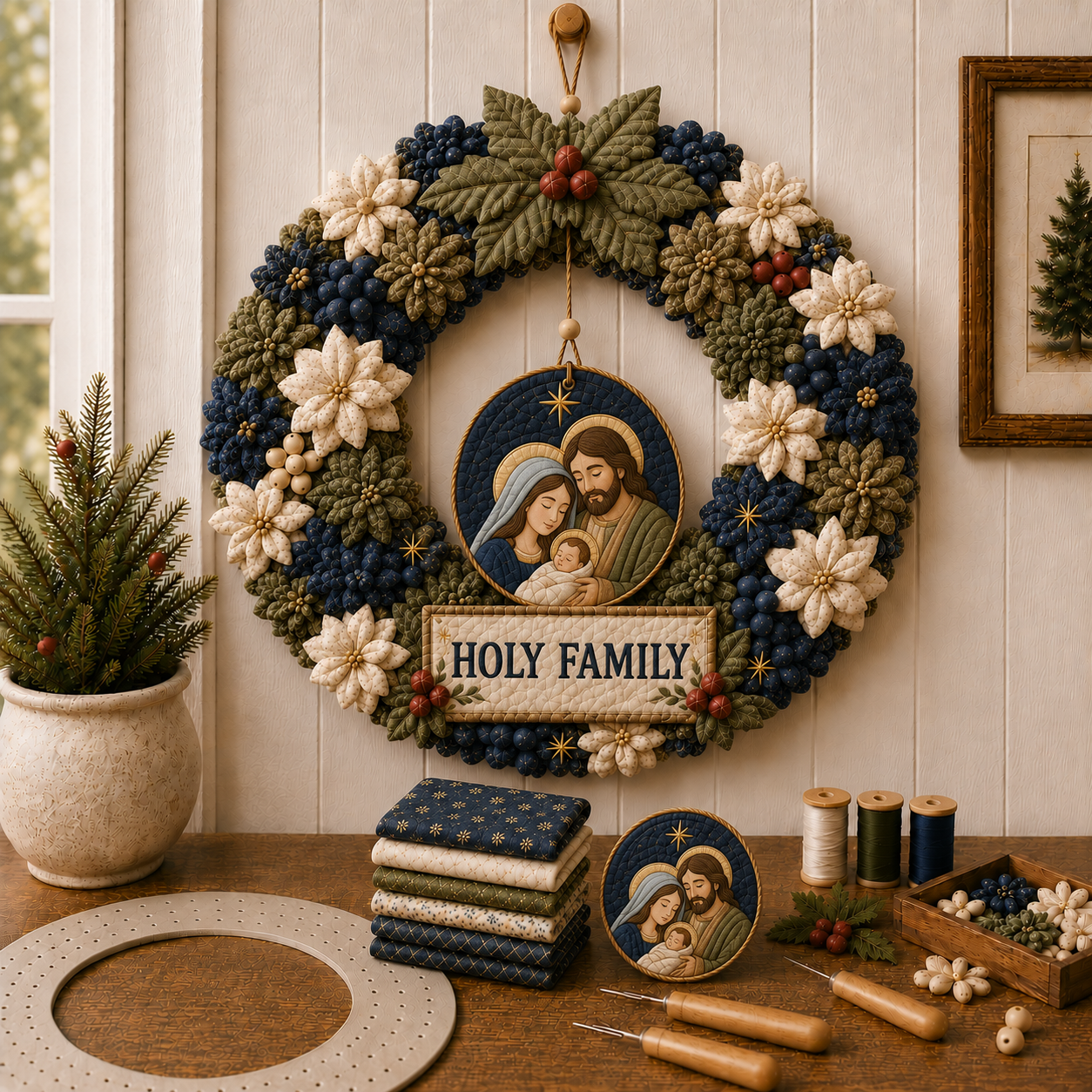 ✝️ Christian Faith Fabric Wreath DIY Kit
