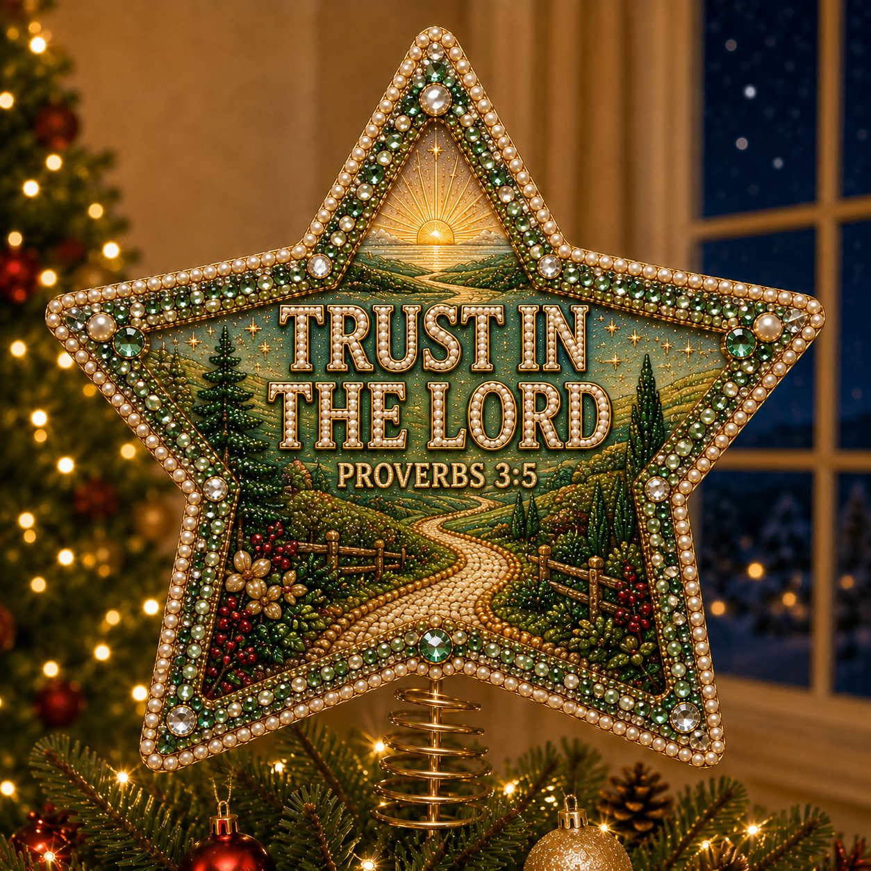⭐ Faith & Scripture Pearl Diamond Art Christmas Tree Topper Kit