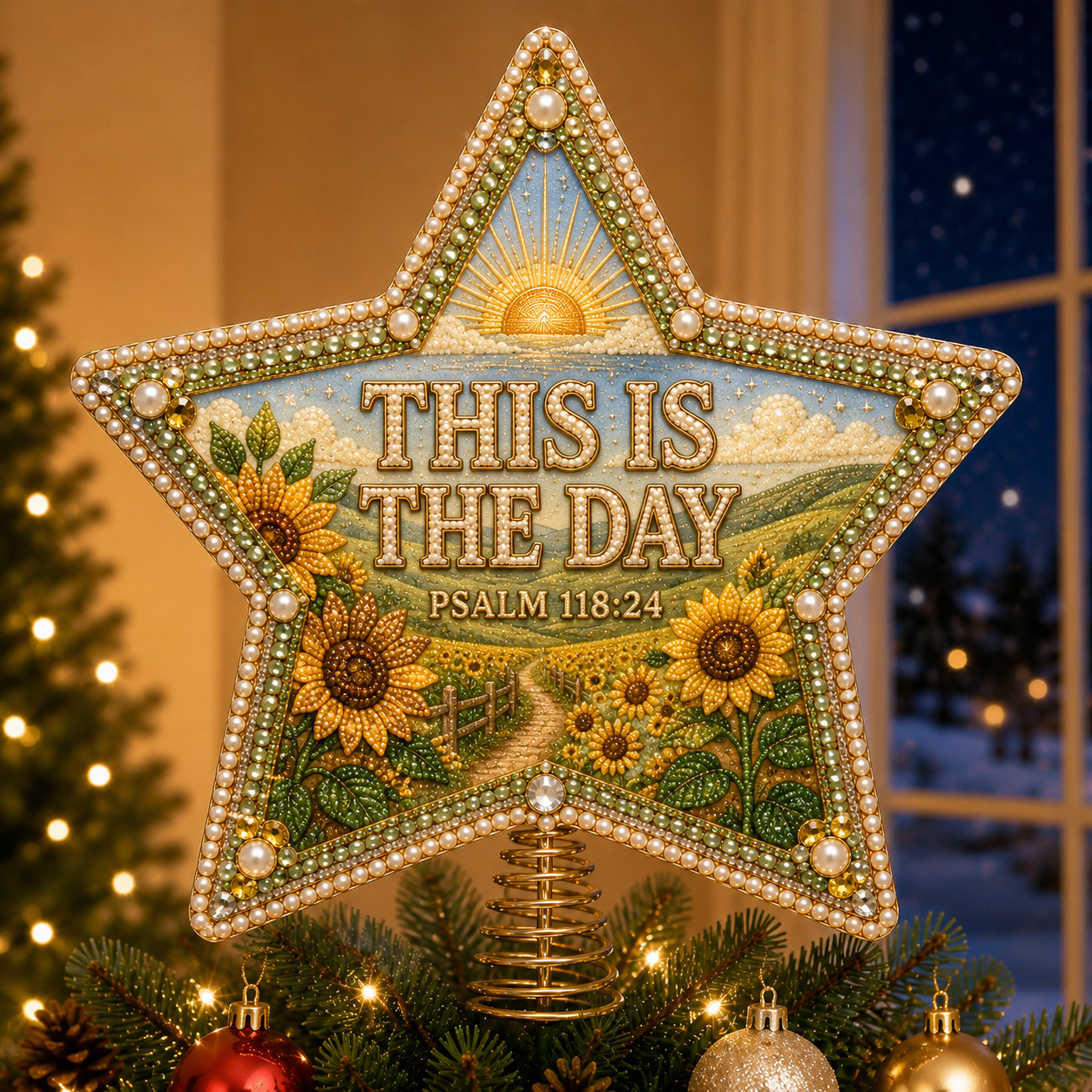 ⭐ Faith & Scripture Pearl Diamond Art Christmas Tree Topper Kit