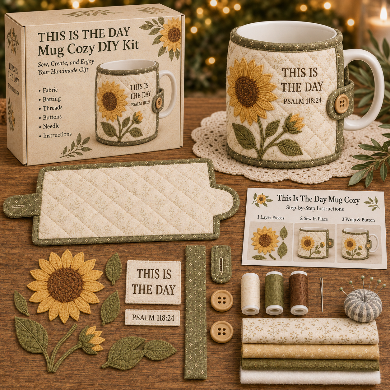 ✝️ Faith & Scripture Mug Cozy Sewing Kit