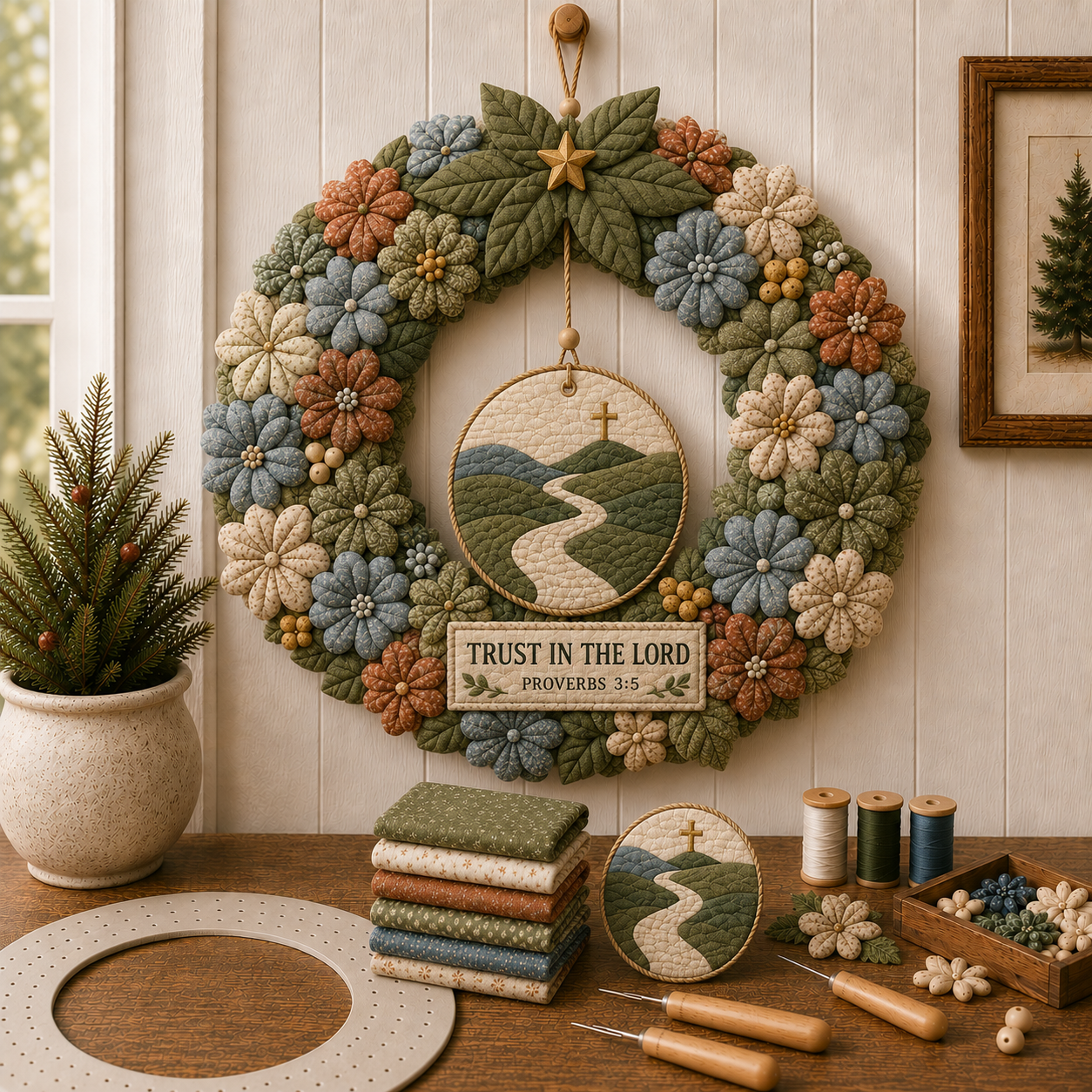 🌿 Faith & Scripture Fabric Wreath DIY Kit