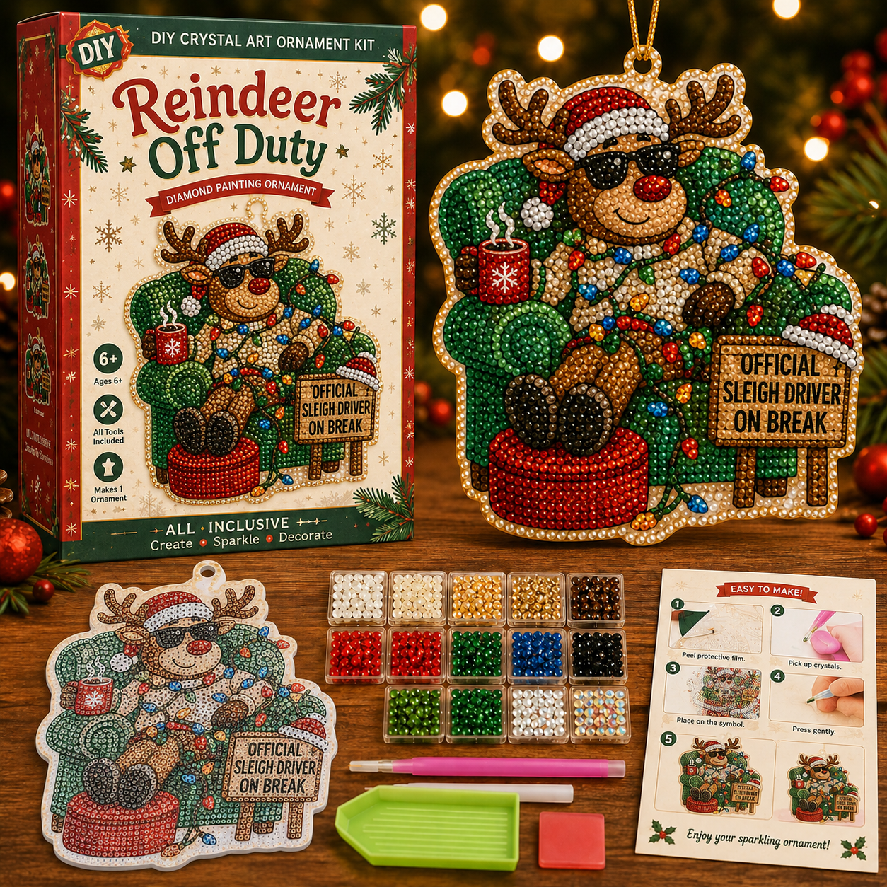 🎄 Funny Christmas Pearl Diamond Art Hanging Ornament Kit