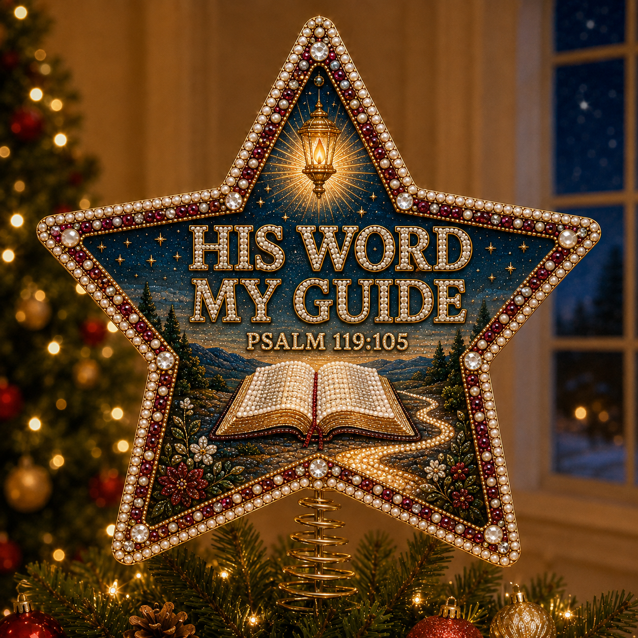 ⭐ Faith & Scripture Pearl Diamond Art Christmas Tree Topper Kit