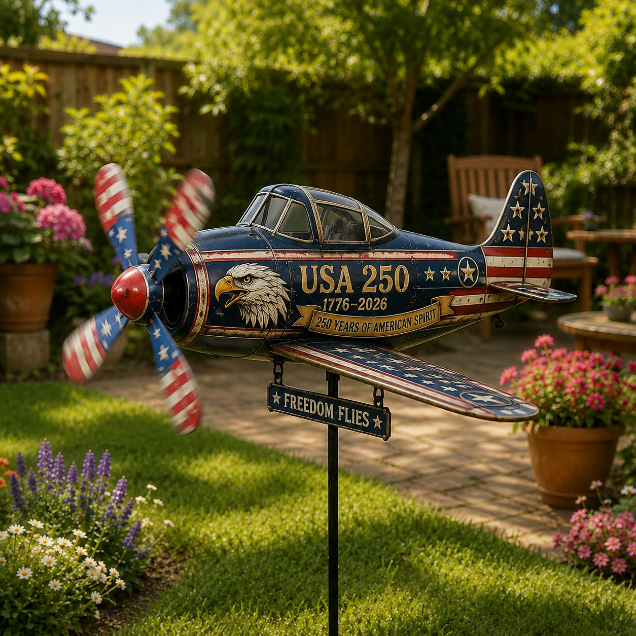 USA 250 Vintage Plane Wind Spinner 🇺🇸✈️✨