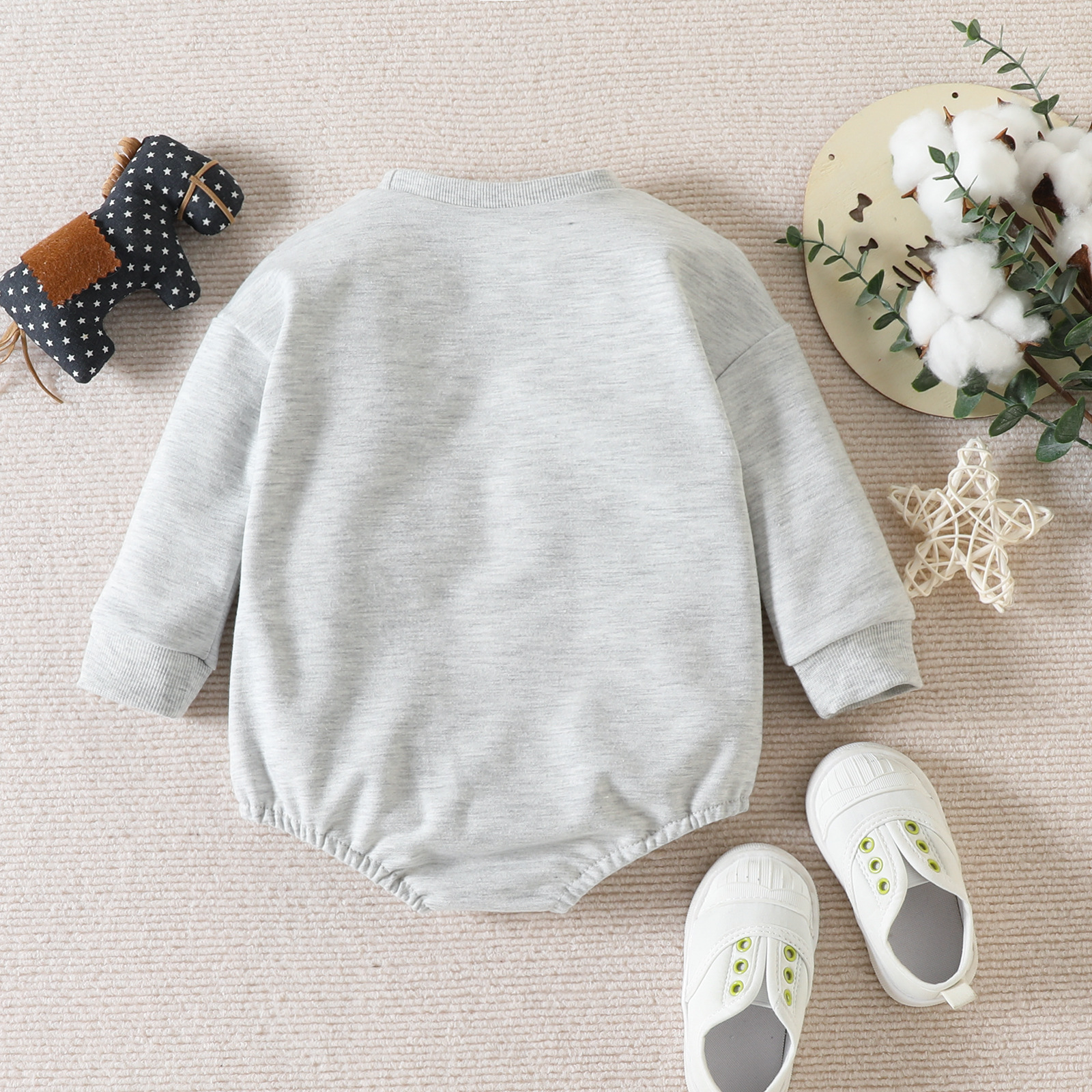 Alphabet Football Print Romper Long Sleeve