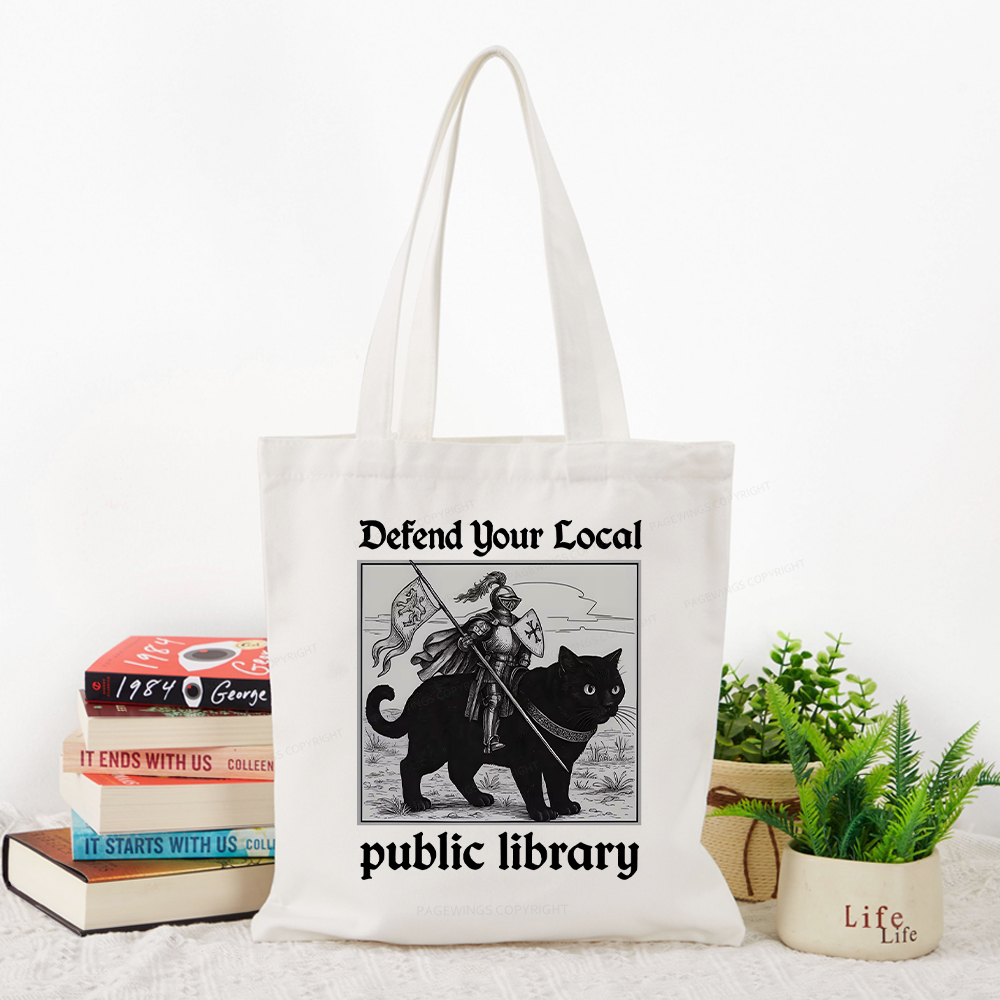 Pagewings Defend Your Local public library Tote Bag