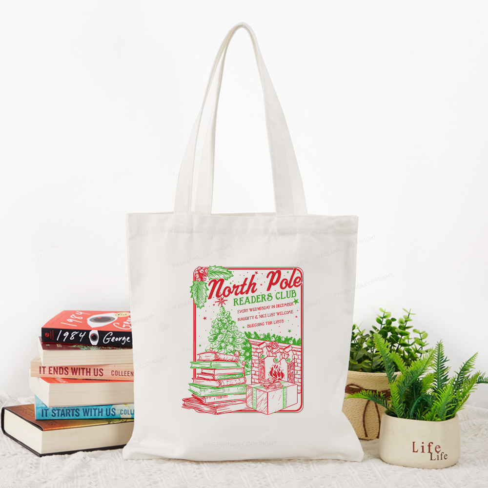 Pagewings Bookish Christmas Tote Bag
