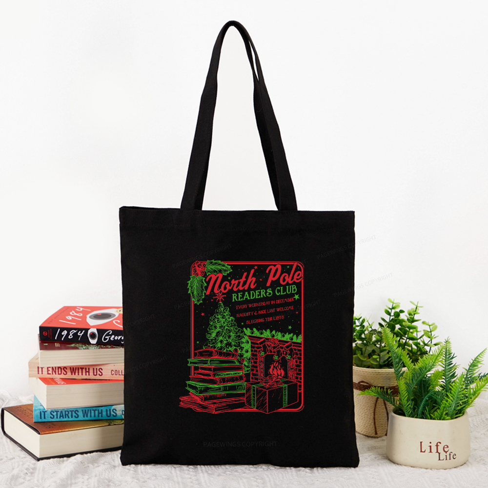 Pagewings Bookish Christmas Tote Bag