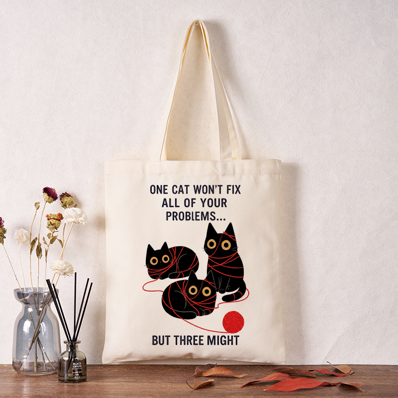 Tokyo-Tiger Three Cats Fix All Problems Tote Bag