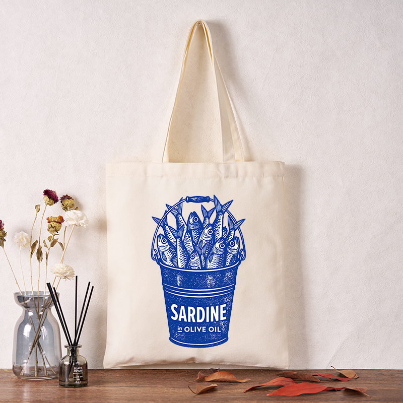 Tokyo-Tiger Vintage Bucket Full Of Fresh Sardines Tote Bag
