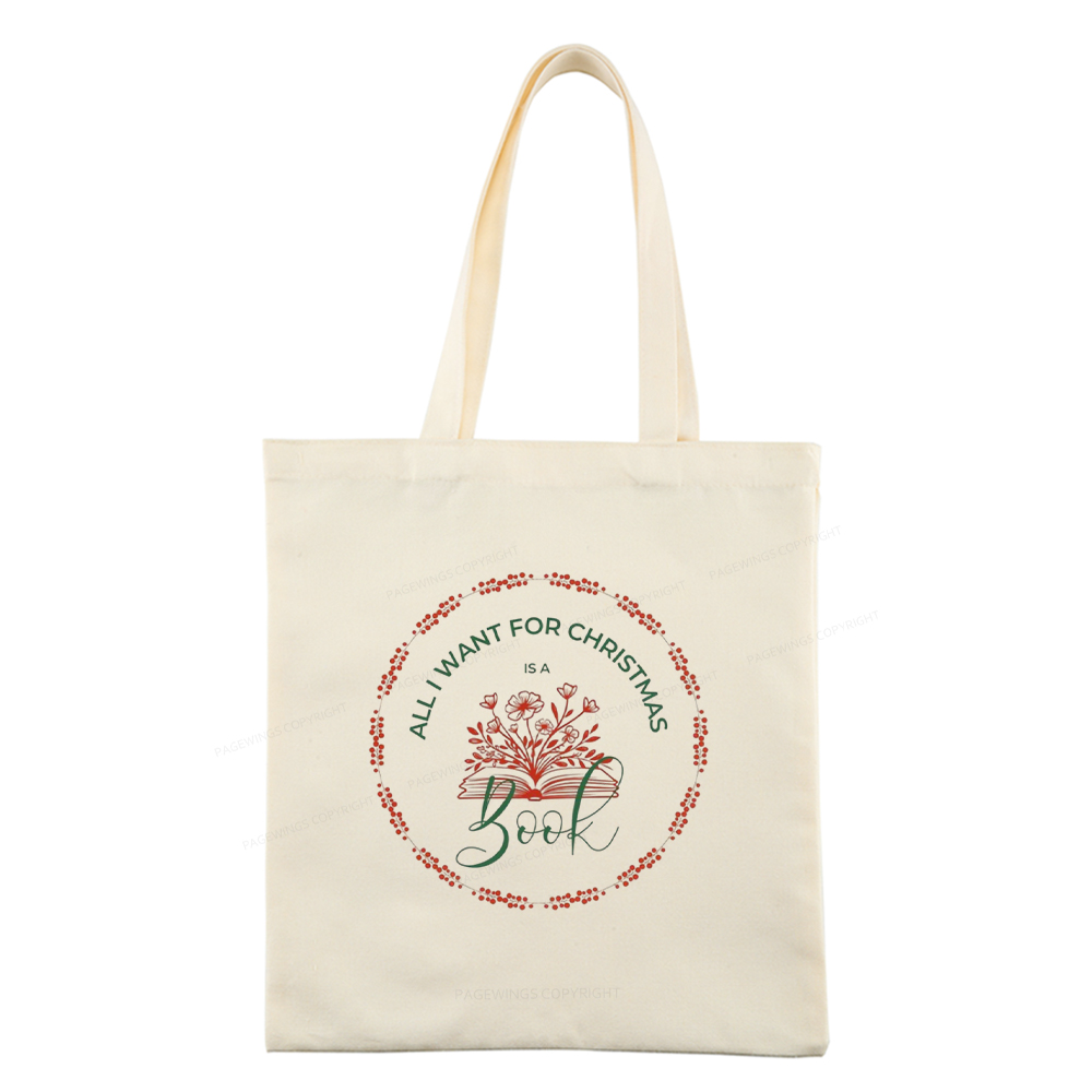 Pagewings Book Lover Christmas Tote Bag