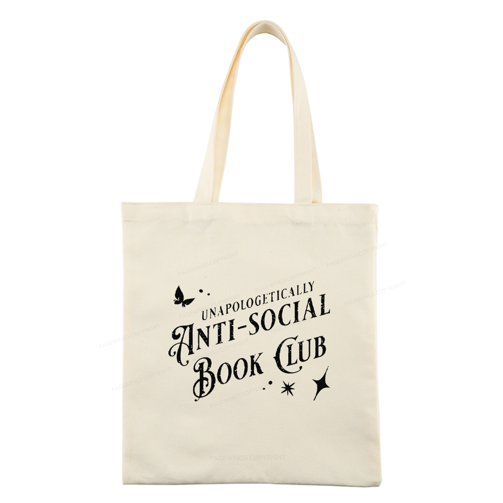 Pagewings Anti-social Book Club Comfort Colors Tote Bag