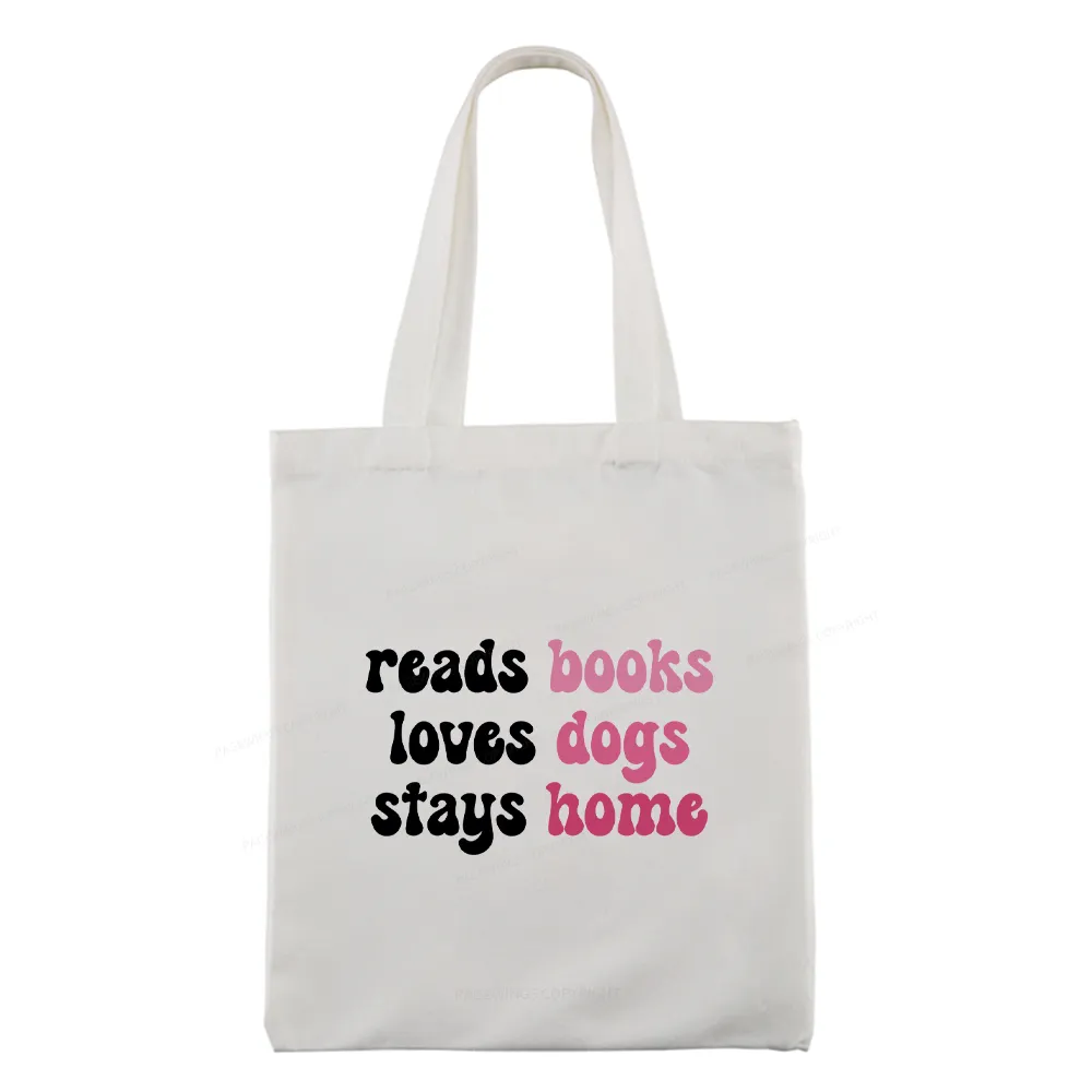 Pagewing Read Books & Love Dogs & Stay Home Tote Bag