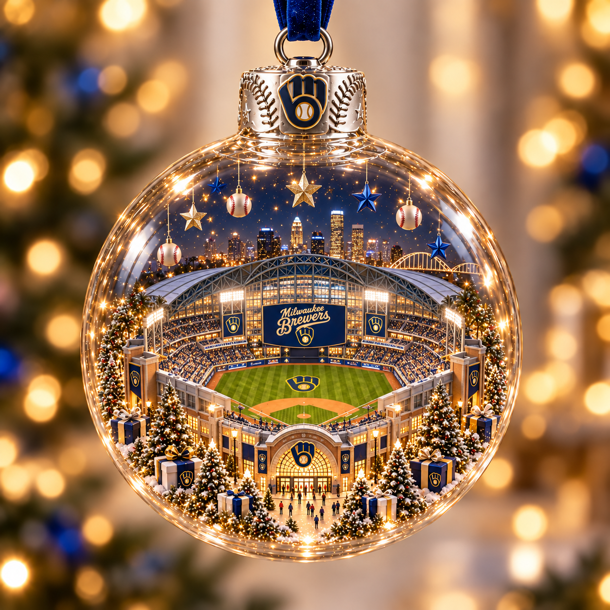 ⚾🎄 Light-Up Baseball Stadium Christmas Ornament
