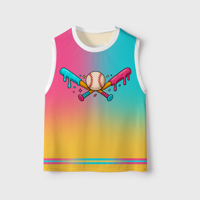 Funny 67 Meme Ice Cream Drip Baseball Kids Mesh Jersey Tank Top
