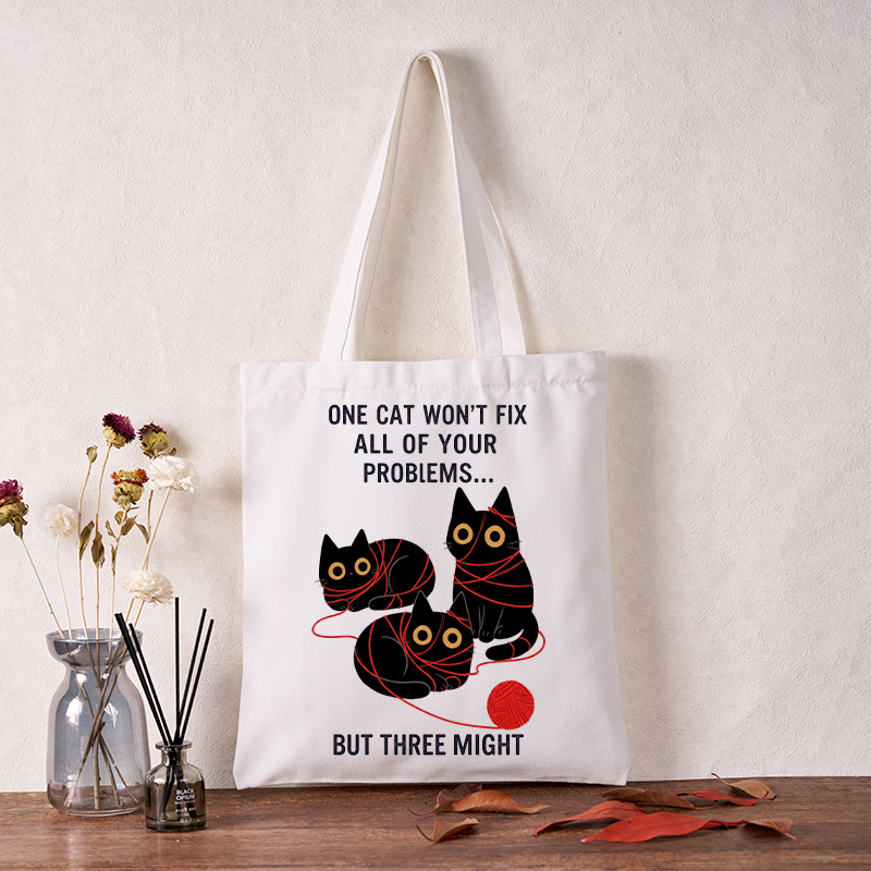 Tokyo-Tiger Three Cats Fix All Problems Tote Bag