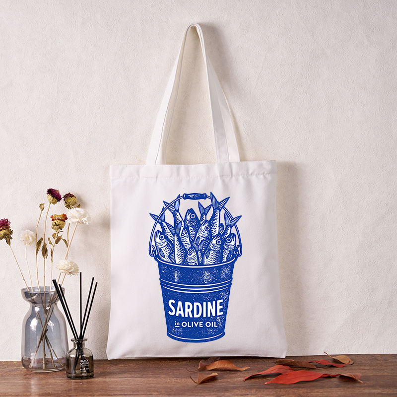 Tokyo-Tiger Vintage Bucket Full Of Fresh Sardines Tote Bag