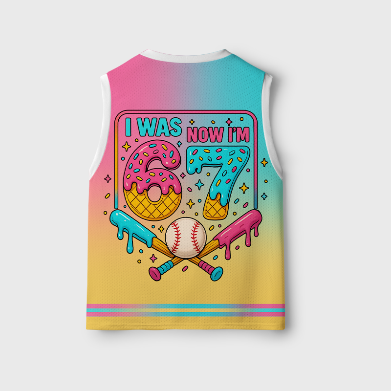 Funny 67 Meme Ice Cream Drip Baseball Kids Mesh Jersey Tank Top