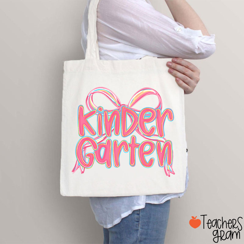 Personalized Grade Pink Bow Teacher Tote Bag
