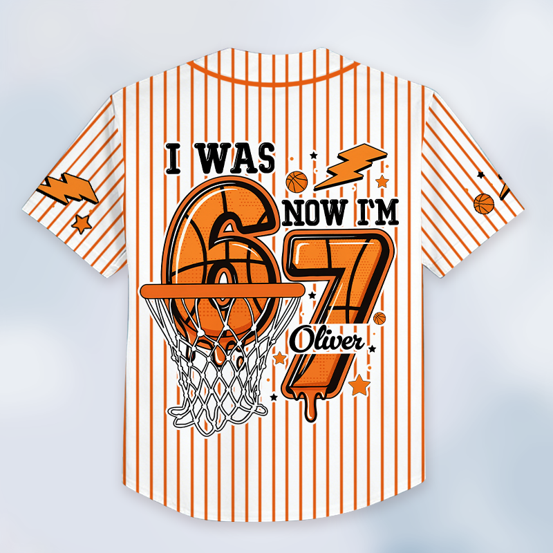 Personalized I Was Six Now I'm Seven Basketball Bananas Class Baseball Jersey