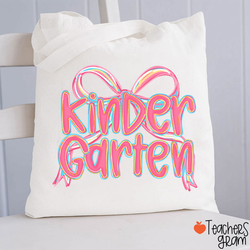 Personalized Grade Pink Bow Teacher Tote Bag