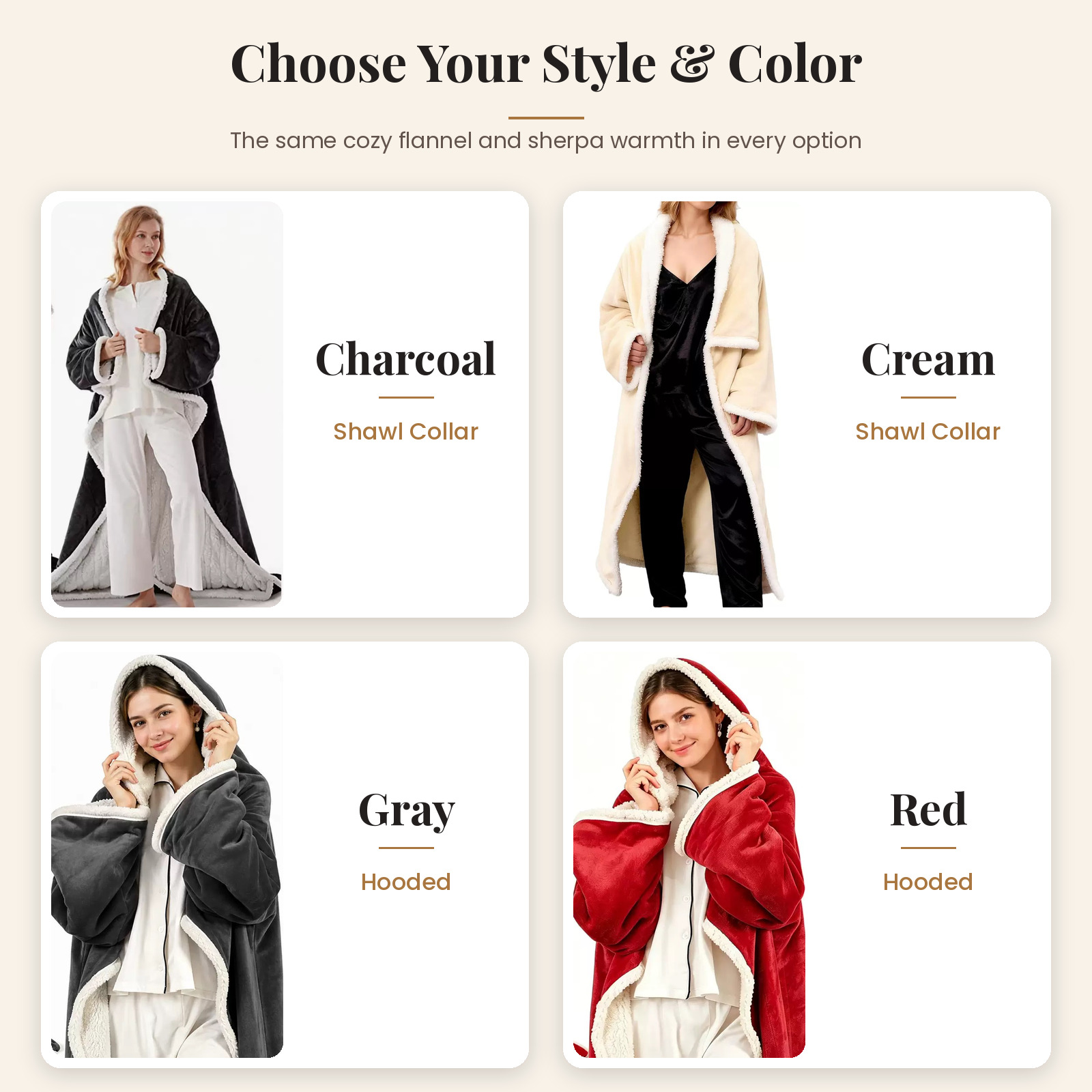 Wearable Heated Blanket Robe – Sherpa-Lined Flannel Robe with 8 Heat Levels, Auto-Off Timer & Detachable Controller