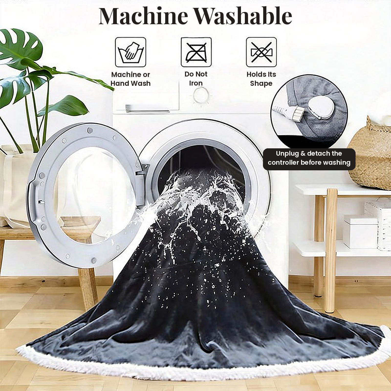 Wearable Heated Blanket Robe – Sherpa-Lined Flannel Robe with 8 Heat Levels, Auto-Off Timer & Detachable Controller