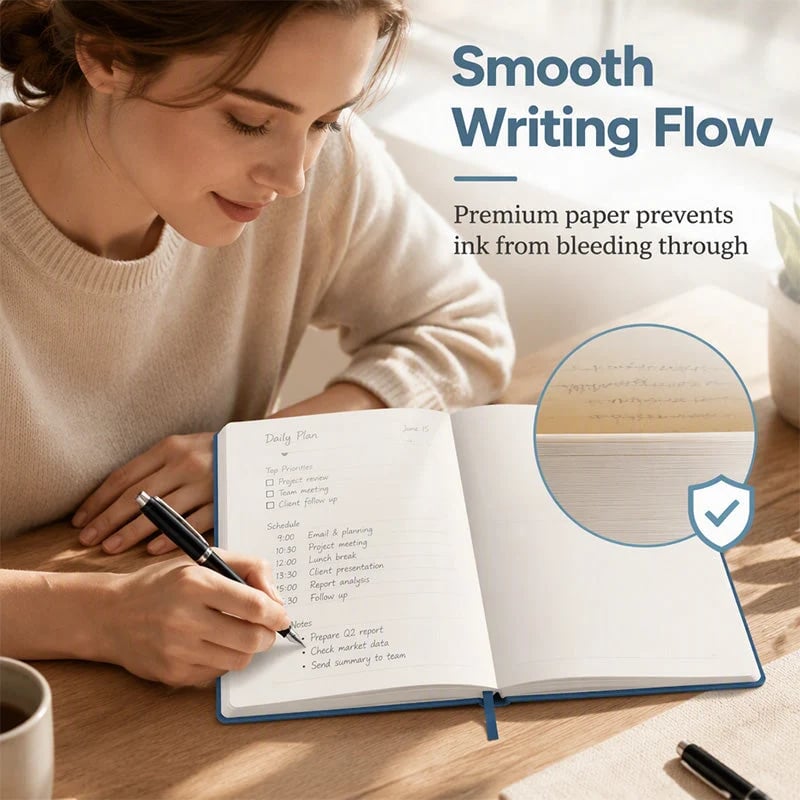 📔50% OFF NOW! 2027 Minimalist Daily Planner Notebook‐ 365‐Day Layout Journal, Lay‐Flat Binding Ink‐Proof Paper PU Cover Agenda for Time Management
