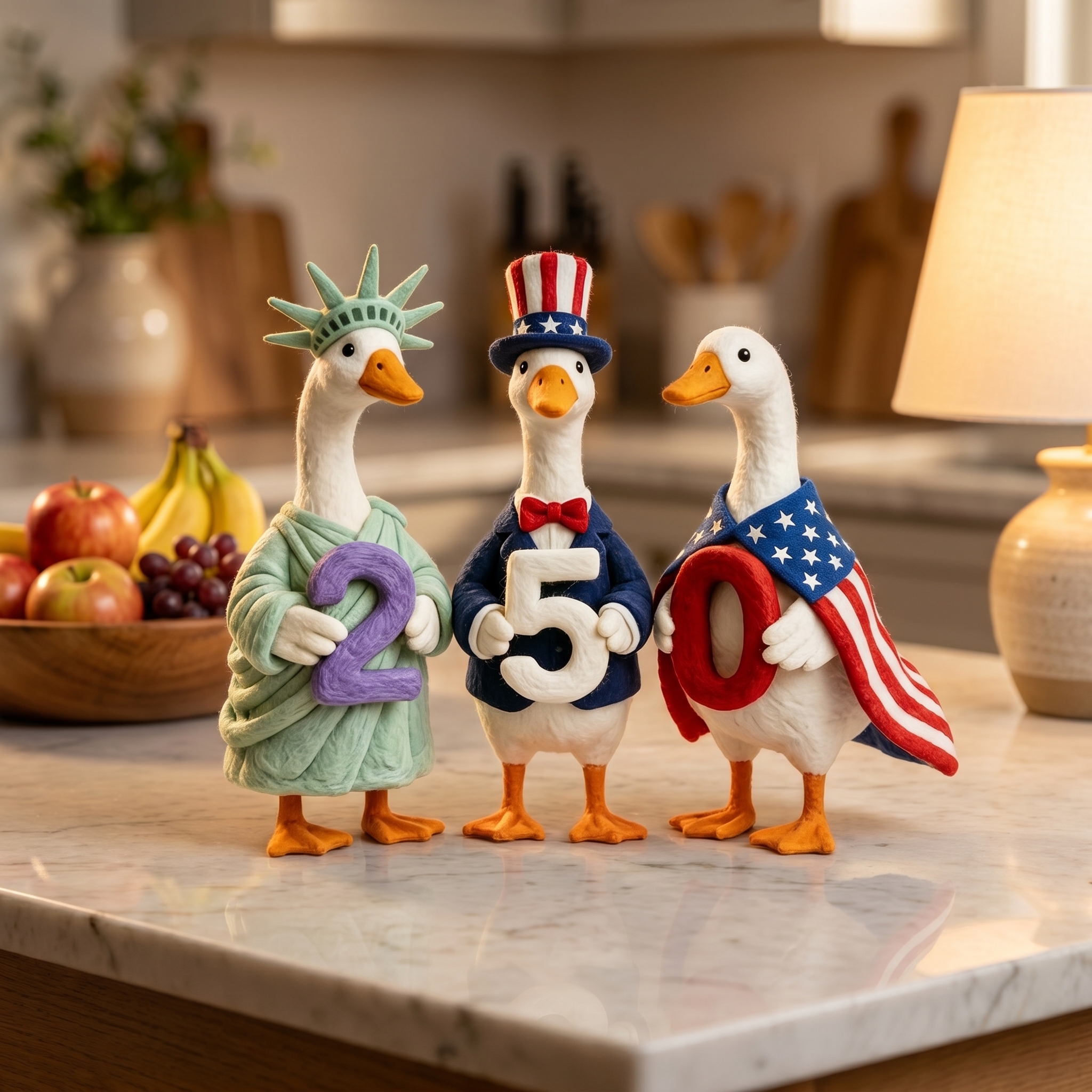 Whimsical "USA 250" Patriotic Geese Centerpiece