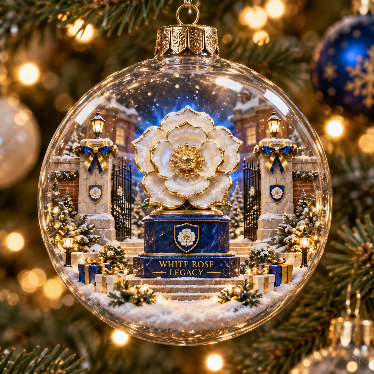 🎄 White Rose Legacy Light-Up Football Heritage Diorama Ornament