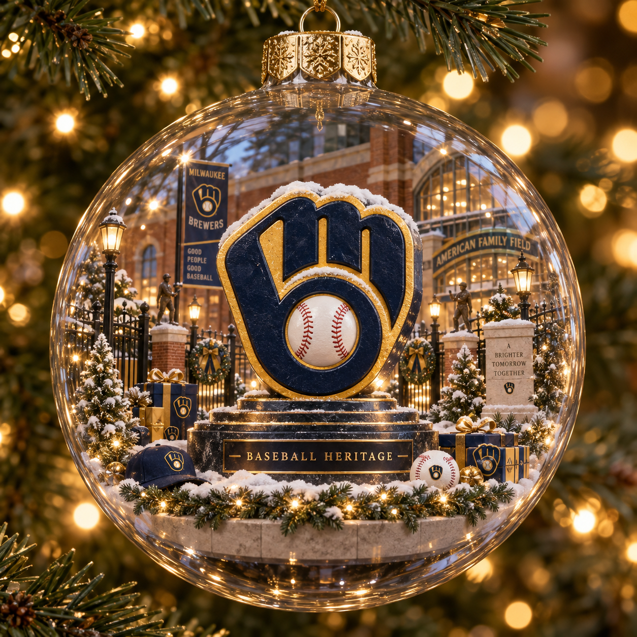 ⚾🎄 Good People. Good Baseball. – Light-Up Baseball Heritage Christmas Ornament