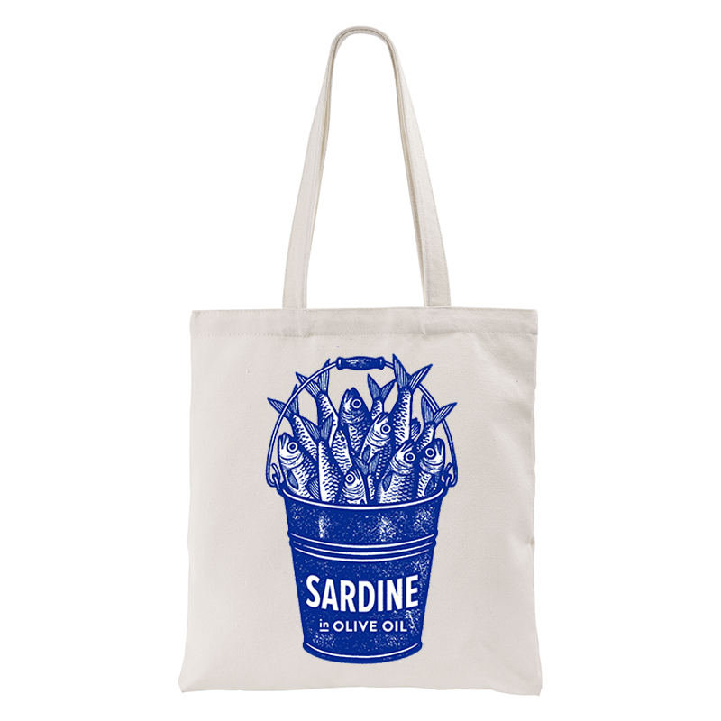 Tokyo-Tiger Vintage Bucket Full Of Fresh Sardines Tote Bag