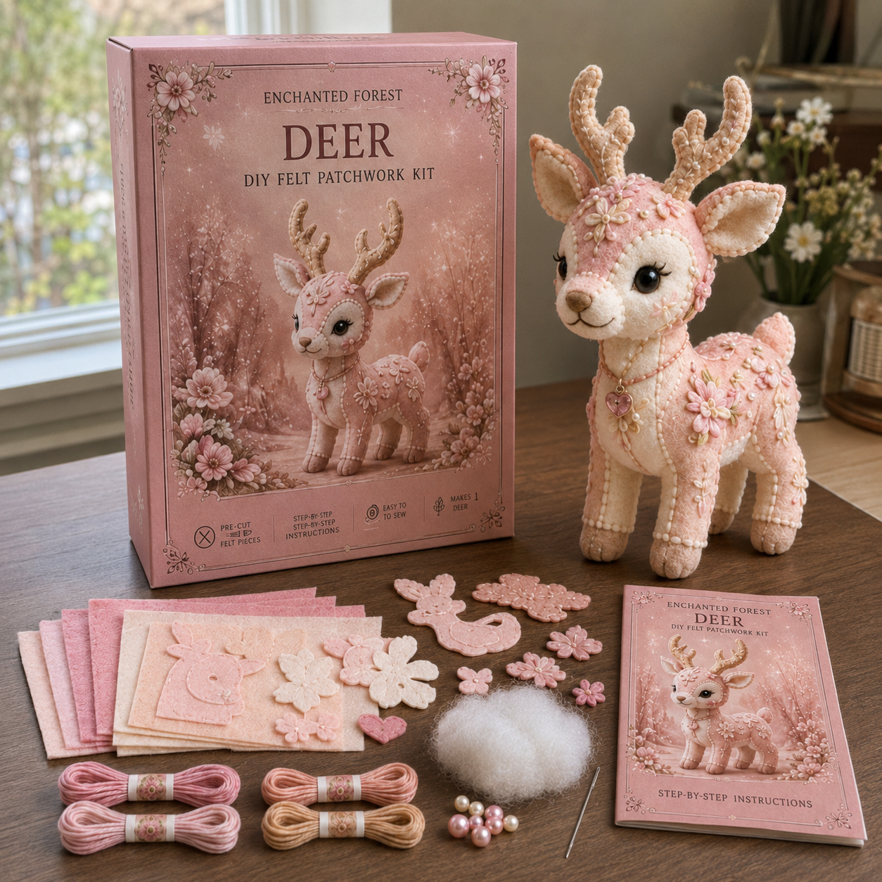 💗Pink Woodland Friends DIY Felt Sewing Kit – Make Your Own Cute Animal