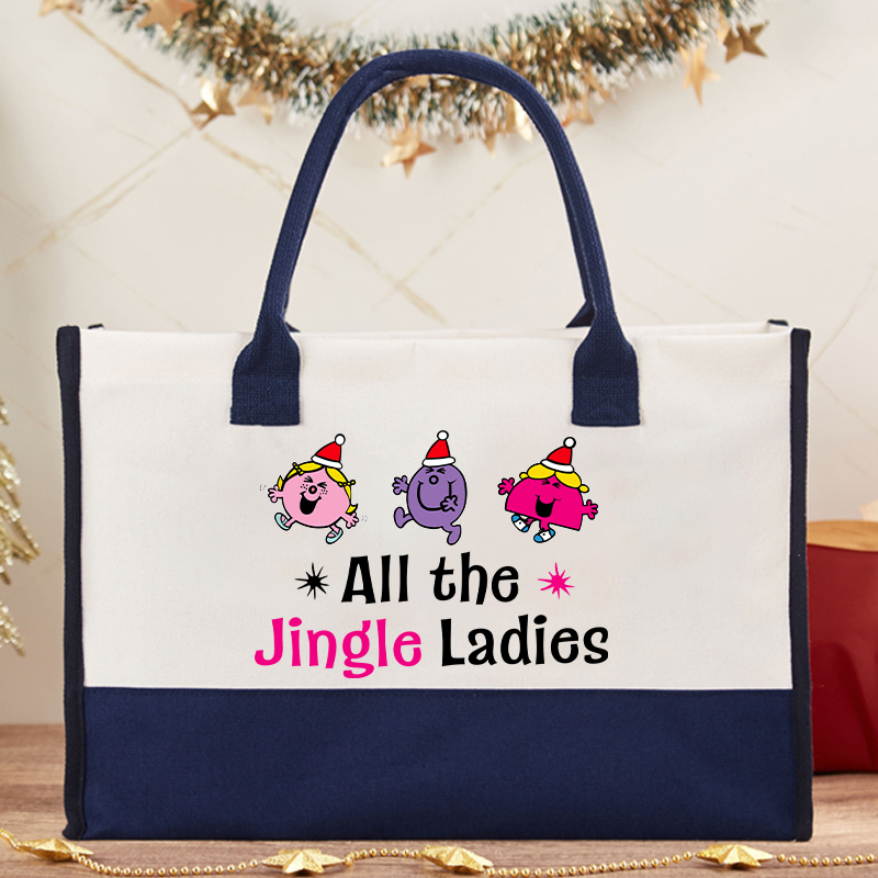 All The Jingle Ladies Christmas Teacher Cotton Tote Bag