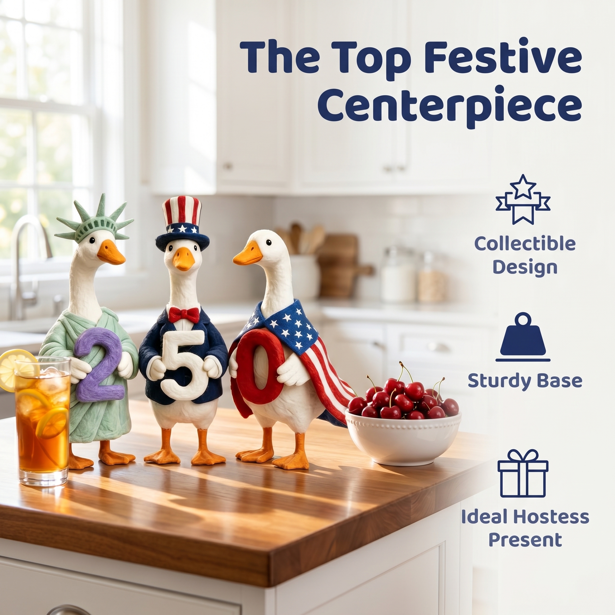 Whimsical "USA 250" Patriotic Geese Centerpiece