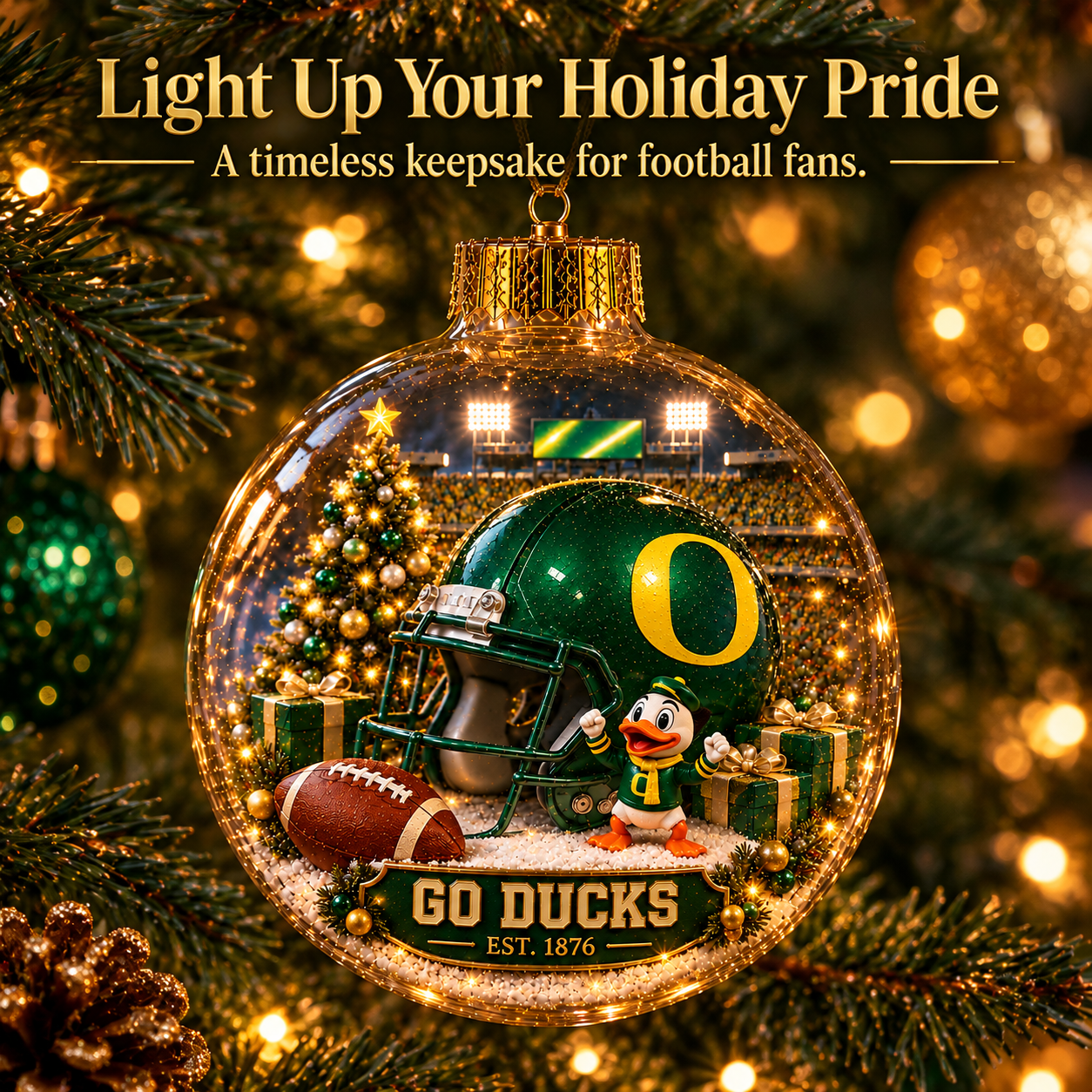 🏈🎄 Light-Up College Football Christmas Ornament