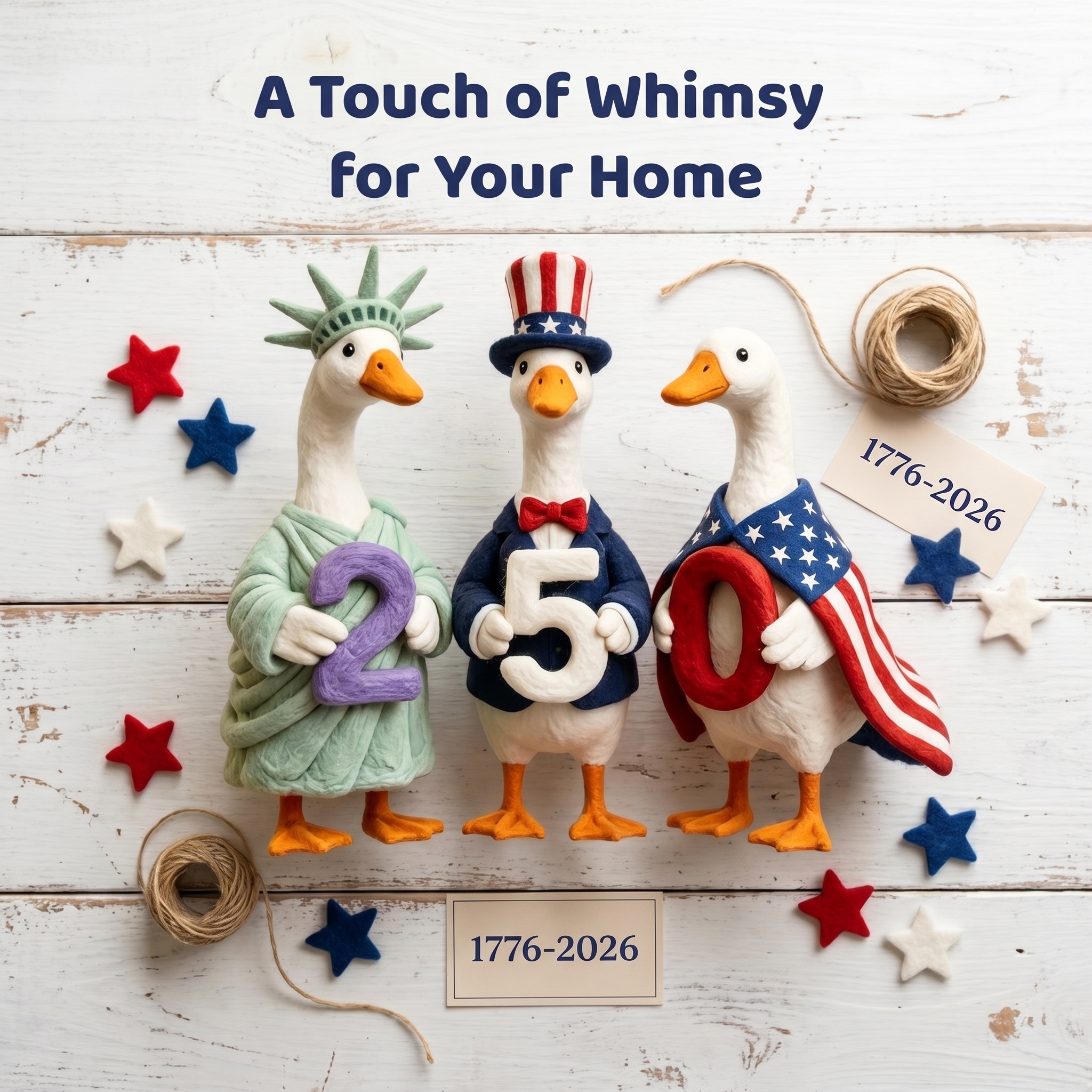 Whimsical "USA 250" Patriotic Geese Centerpiece